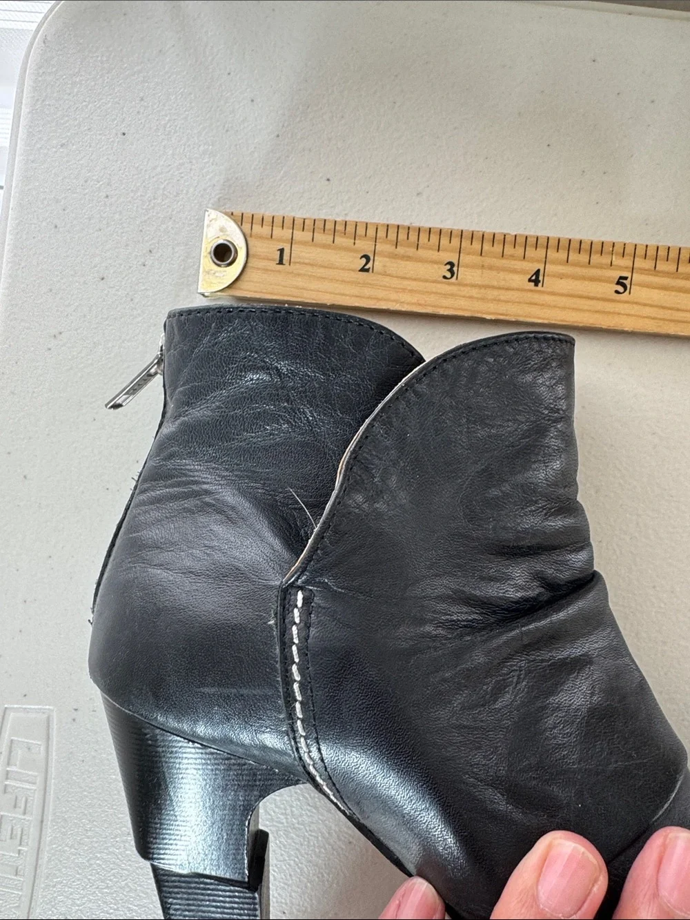 LIKE SMUG Black Leather Heeled Ankle Boots Size 36 Platform Moto Boho Steampunk - Picture 14 of 15